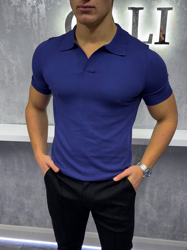 Cuban Collar Polo Shirt - Navy