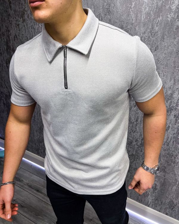 Herringbone classic polo - Grey